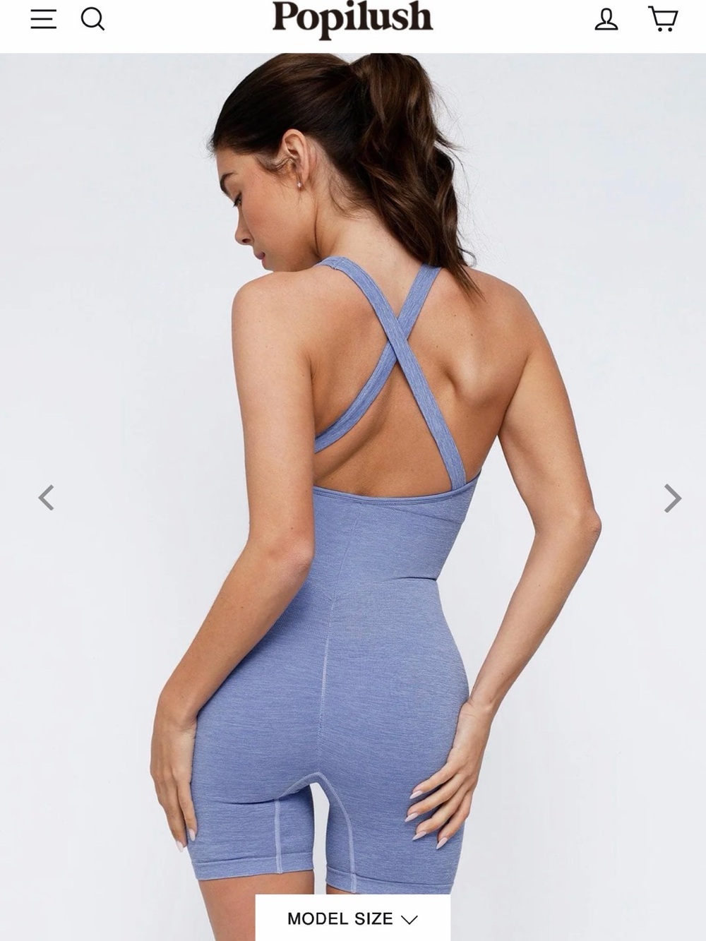 Popilush Heather Blue Seamless Sculpting Romper - Picture 4 of 10